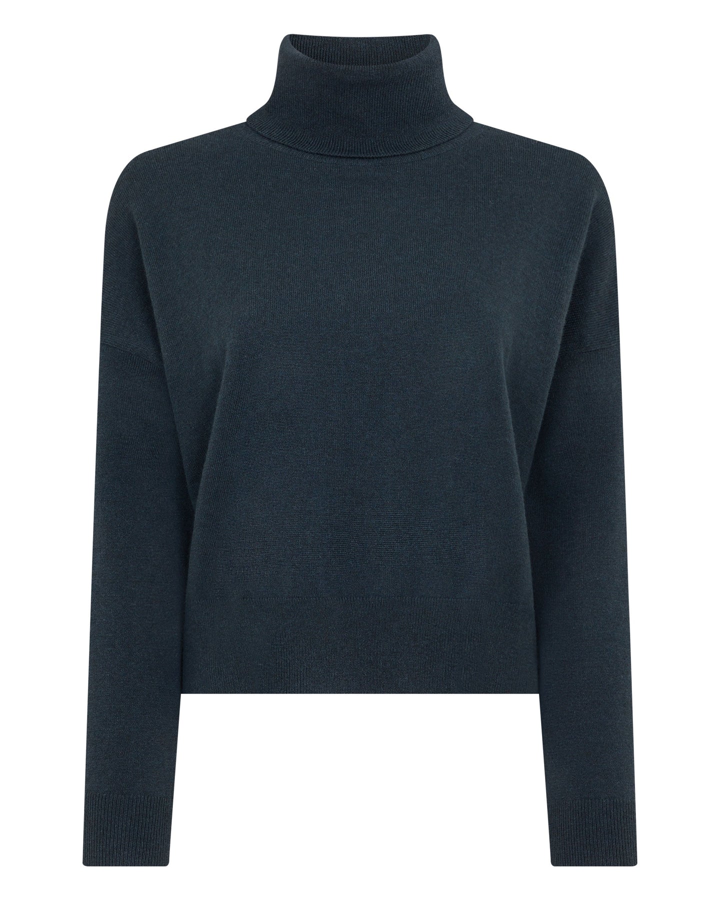 N.Peal Women's Relaxed Roll Neck Cashmere Jumper Grigio Blue