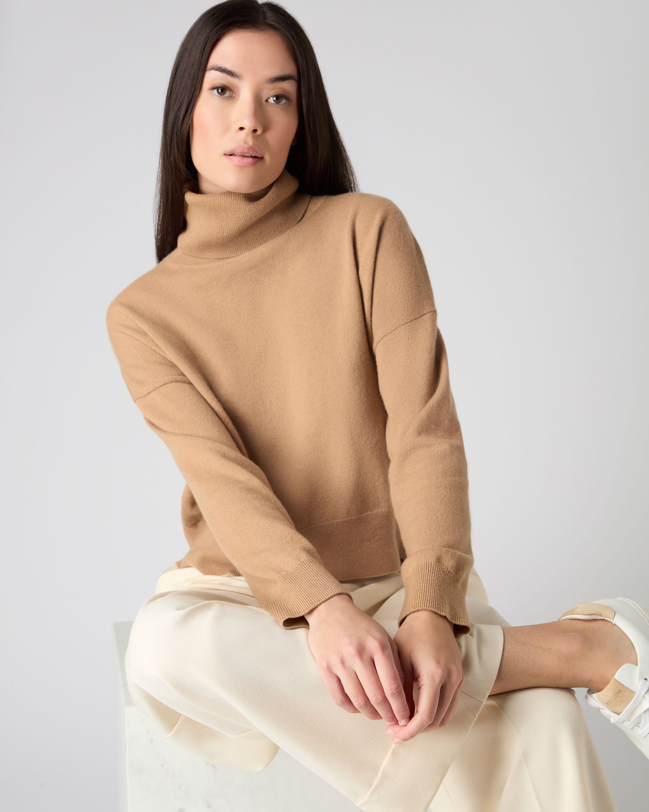 Women's cashmere polo neck on sale jumpers