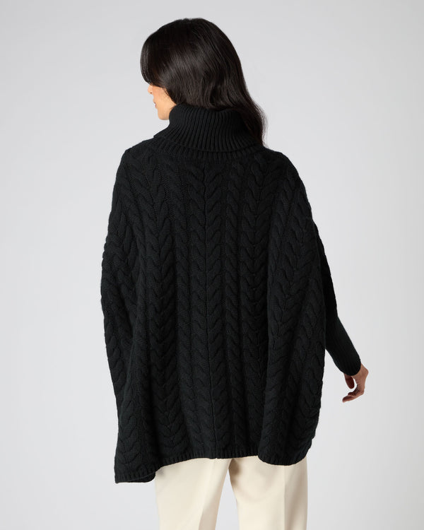 N.Peal Women's Oversize Cable Cashmere Jumper Black