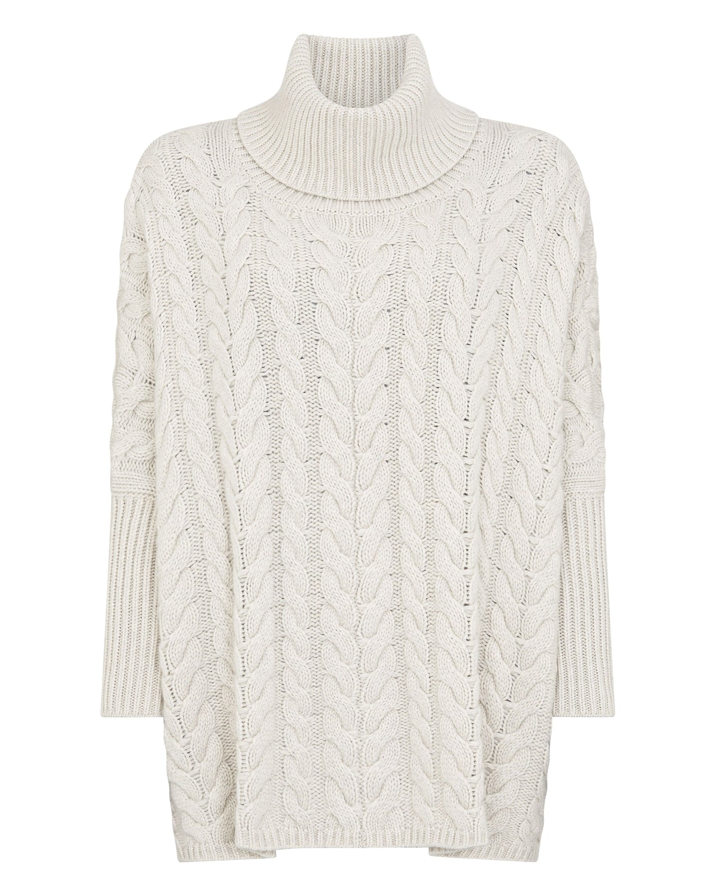 N.Peal Women's Oversize Cable Cashmere Jumper Pebble Grey
