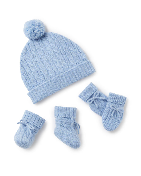 N.Peal Cashmere Cable Hat Cornflower Blue
