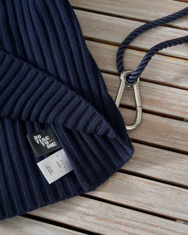 N.Peal 007 Ribbed Army Sweater Navy Blue