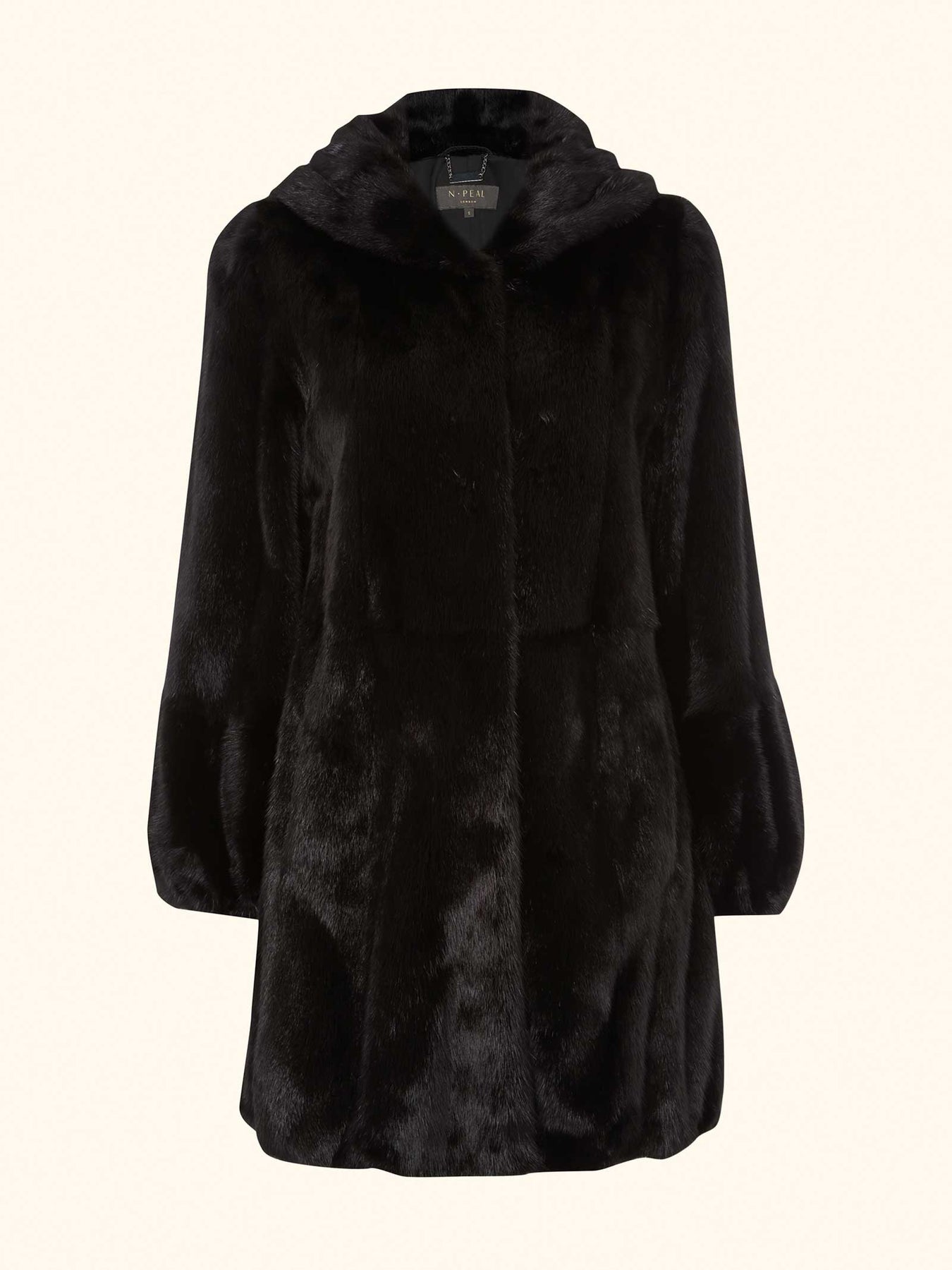 N.Peal Women's Mink Hooded Coat Black