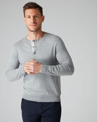 N.Peal 007 Round Neck Henley Light Grey