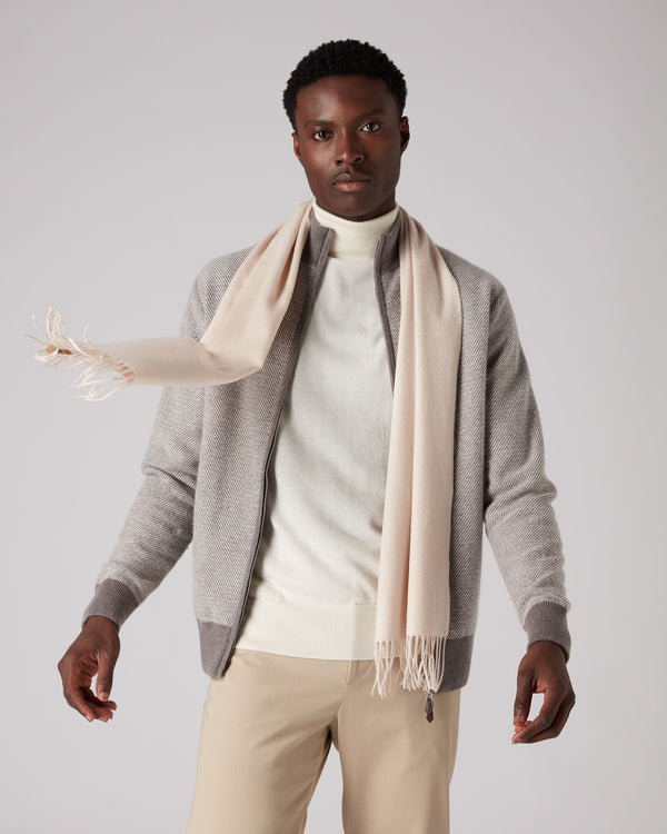 N.Peal Unisex Woven Cashmere Scarf Almond White