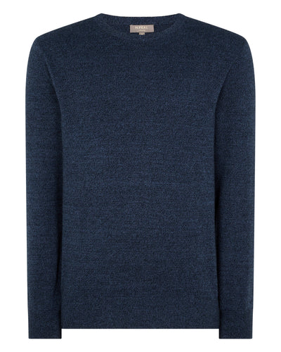 N.Peal Men's The Oxford Round Neck Cashmere Jumper Imperial Blue