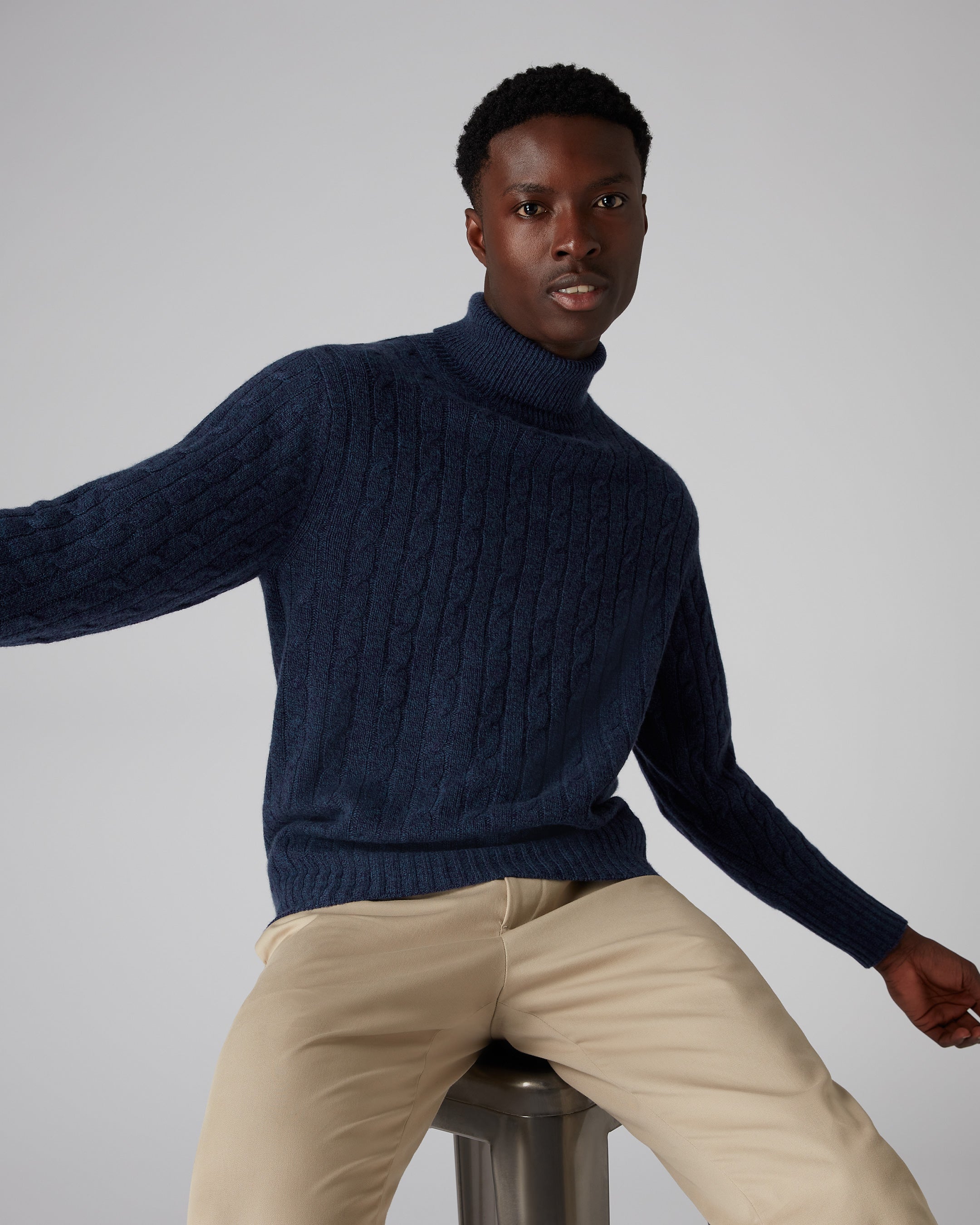 Mens navy outlet roll neck jumper