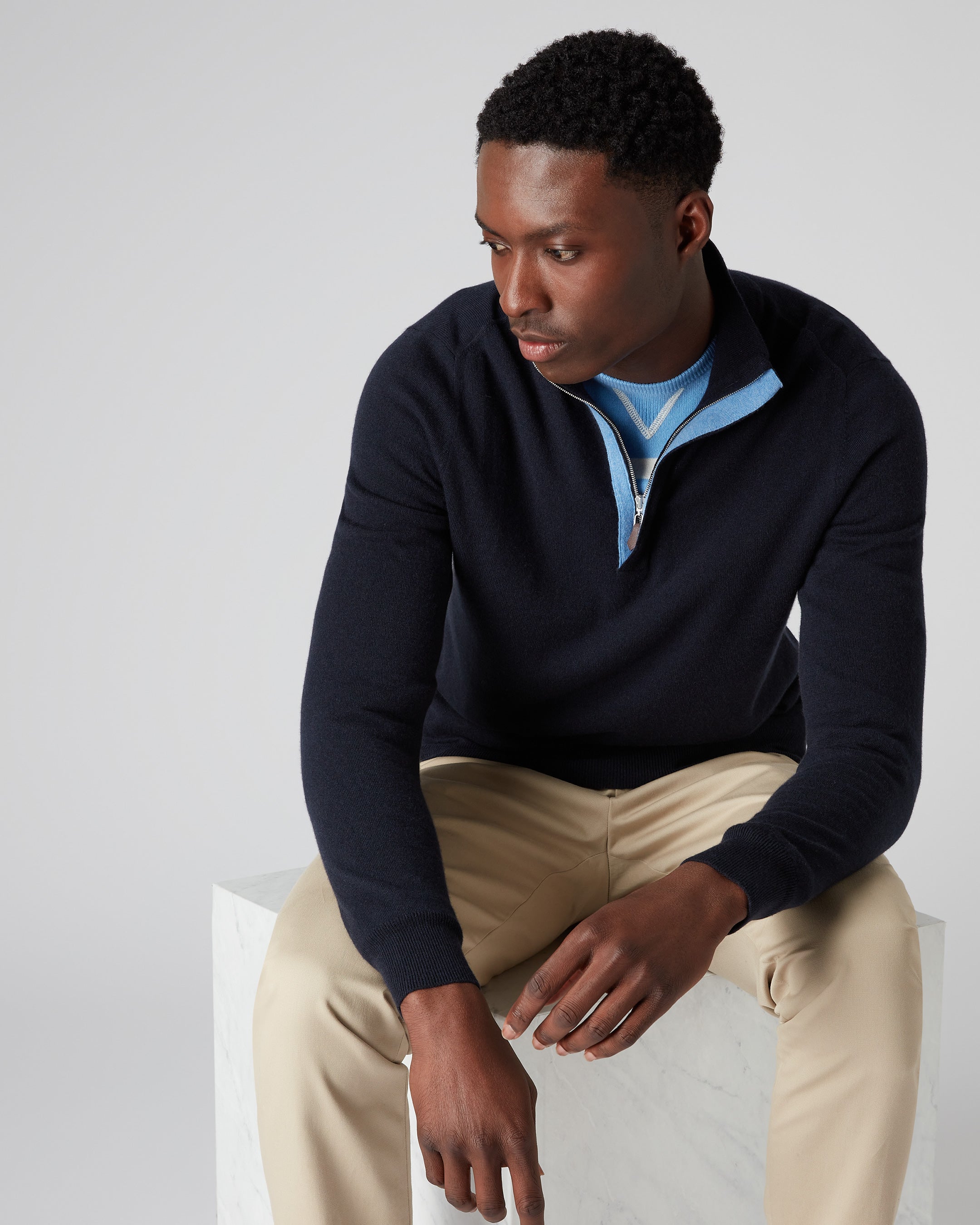 Navy zip clearance jumper