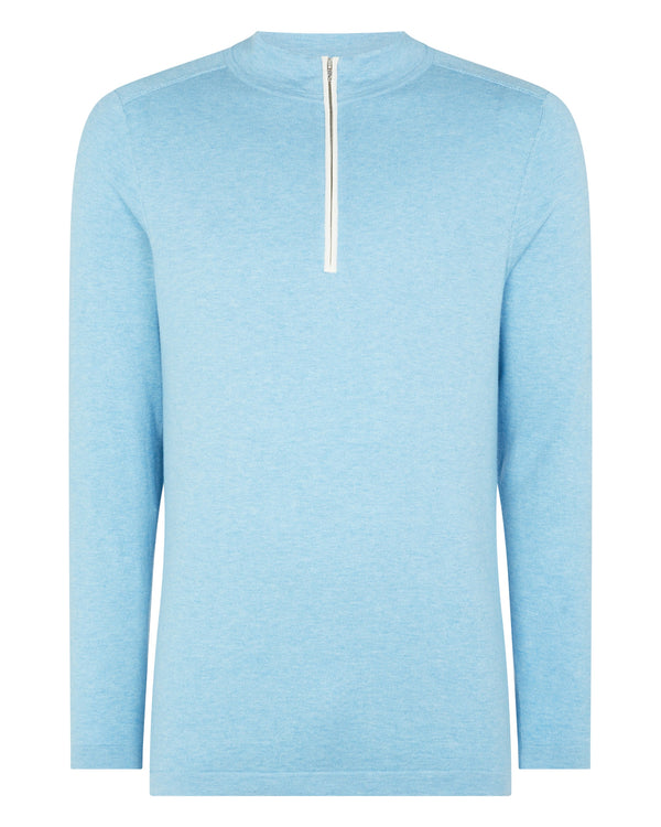 N.Peal Men's Half Zip Jumper Cornflower Blue