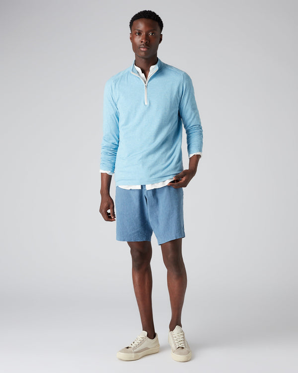 N.Peal Men's Half Zip Jumper Cornflower Blue