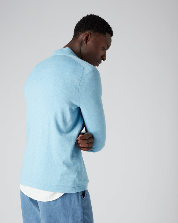 N.Peal Men's Half Zip Jumper Cornflower Blue