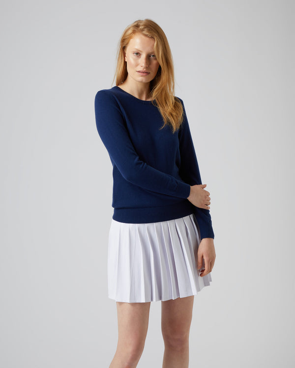 N.Peal Women's Round Neck Cashmere Jumper French Blue
