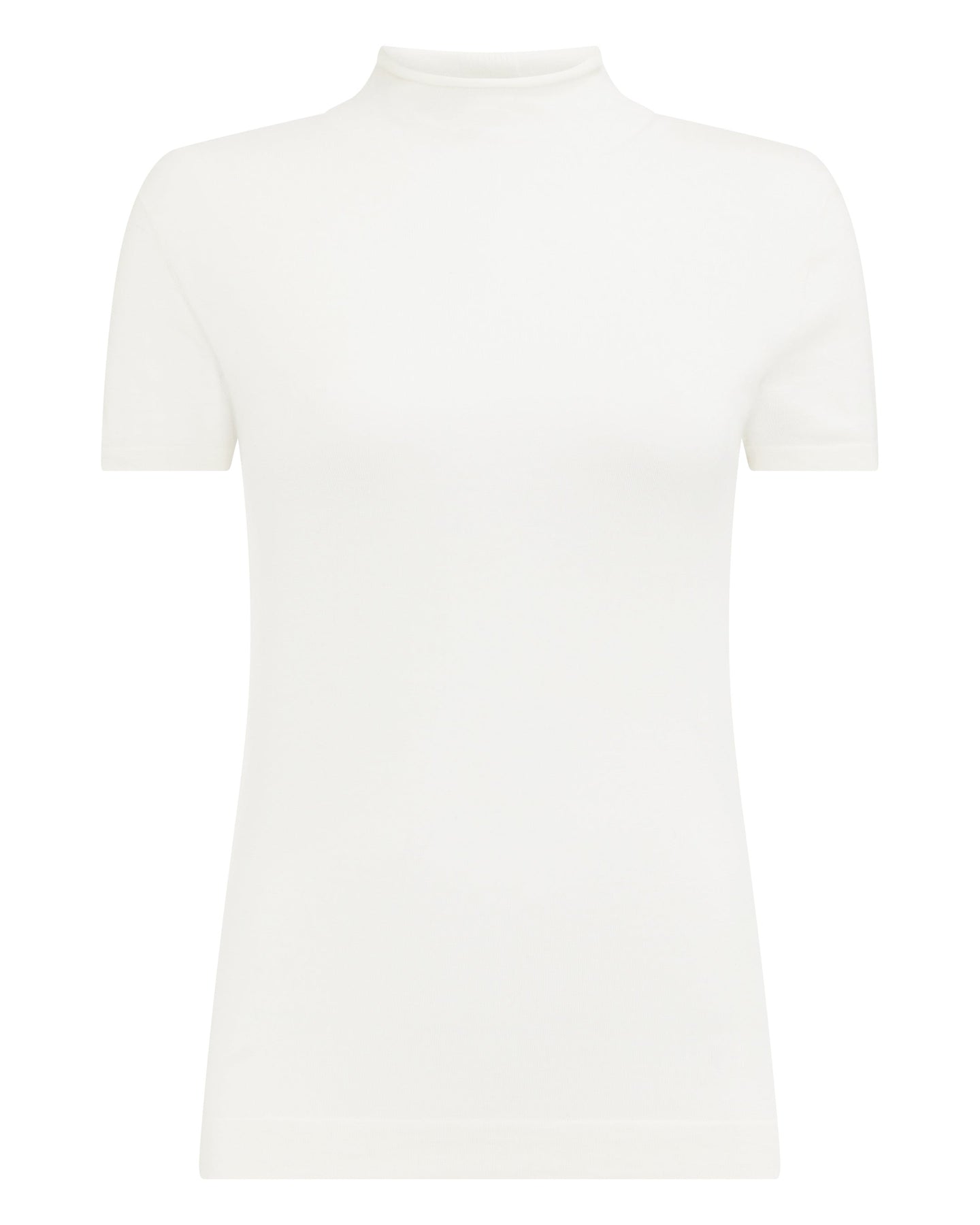 N.Peal Women's Superfine Mock Neck Cashmere T-Shirt New Ivory White