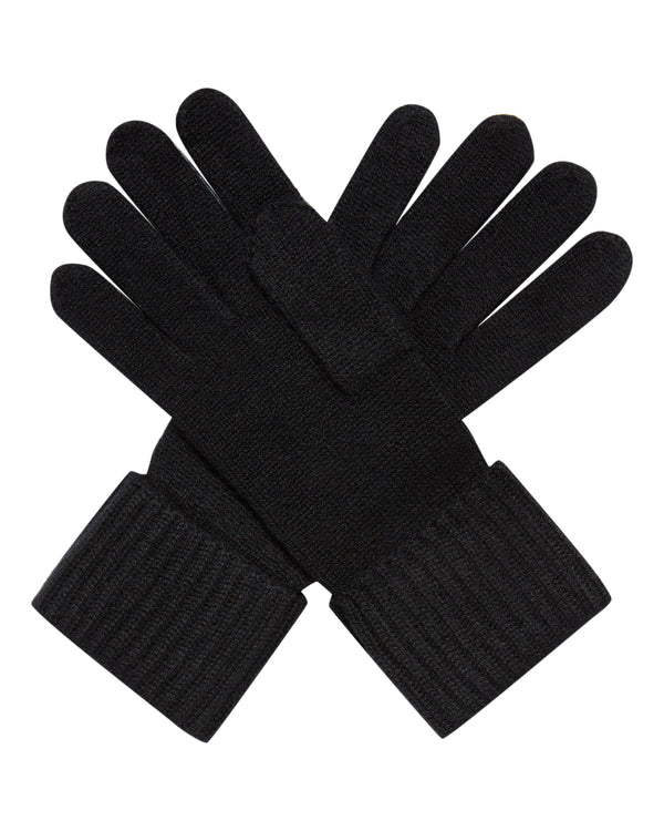 N.Peal Women's Ribbed Cashmere Gloves Black