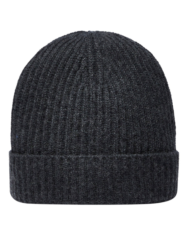 N.Peal Unisex Ribbed Cashmere Hat Dark Charcoal Grey