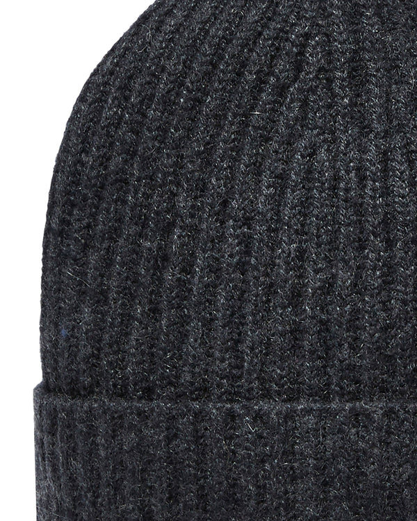 N.Peal Unisex Ribbed Cashmere Hat Dark Charcoal Grey