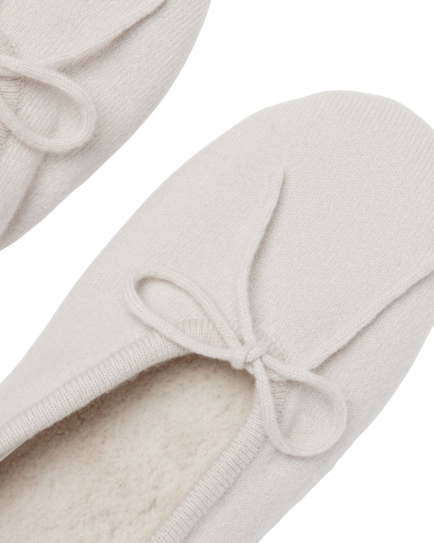 N.Peal Women's Fur Lined Cashmere Slippers Snow Grey