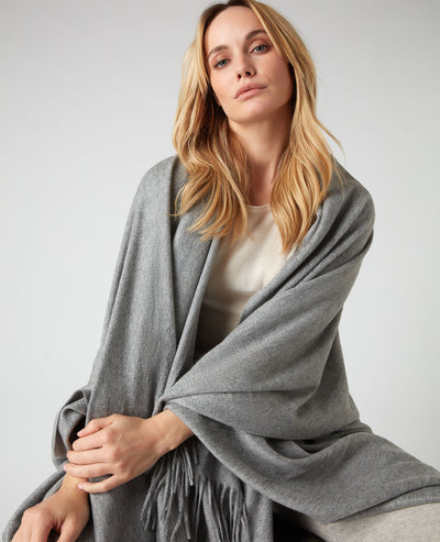 N.Peal Unisex Woven Cashmere Blanket Flannel Grey