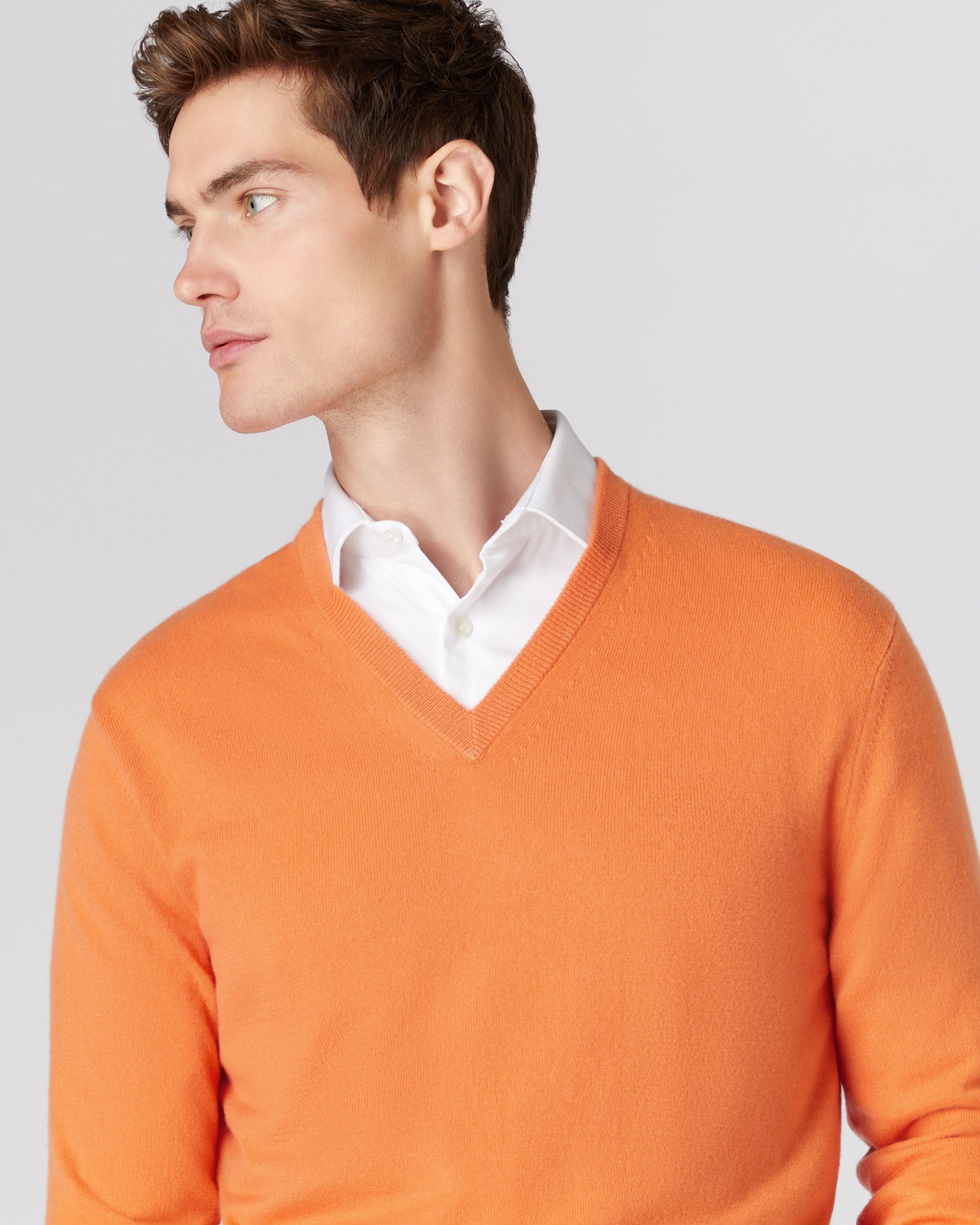 Mens orange 2024 v neck jumper