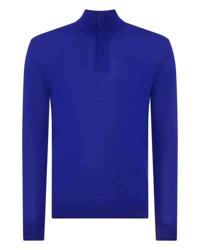 N.Peal Men's The Regent Fine Gauge Cashmere Half Zip Jumper Ultramarine Blue