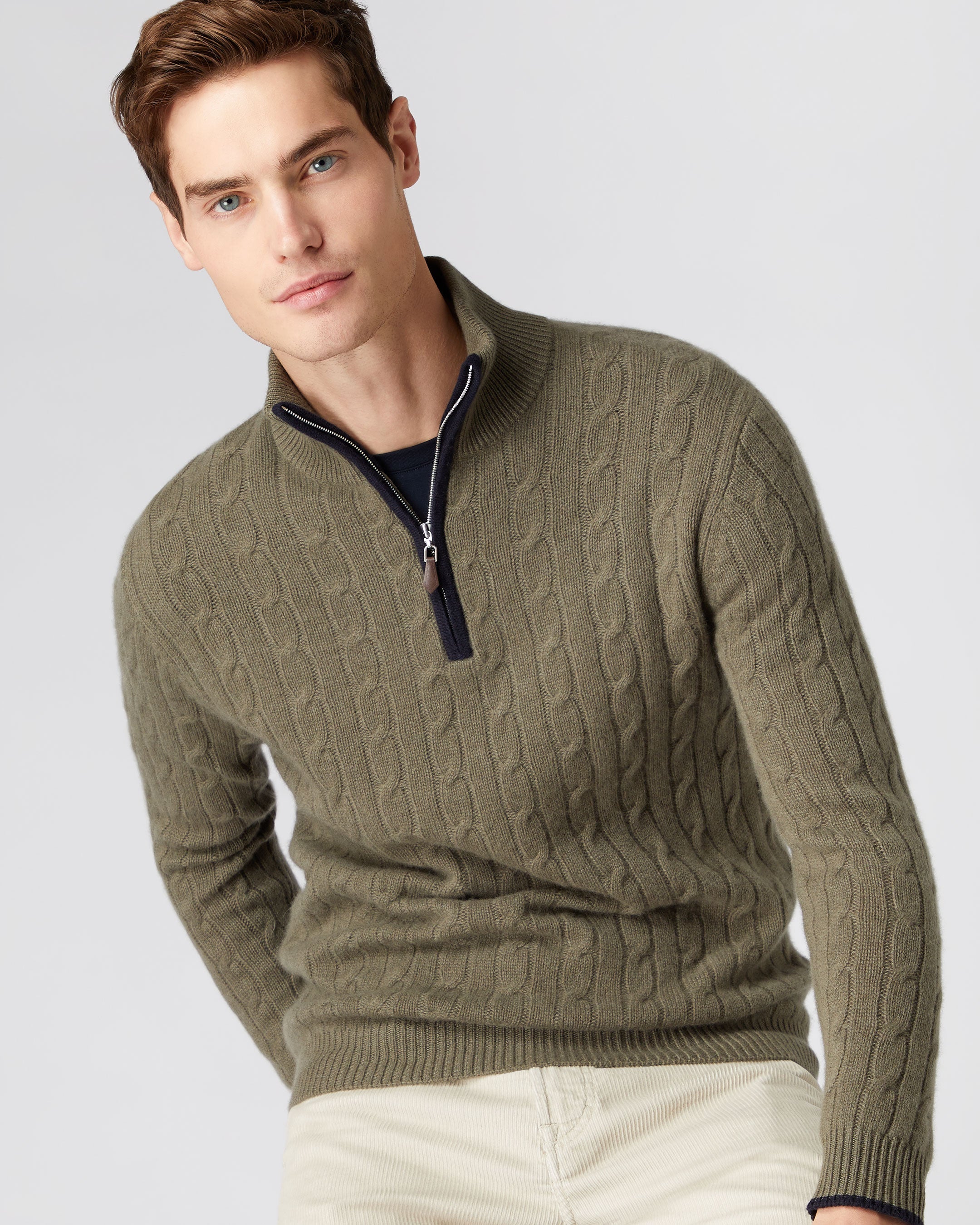 Khaki half outlet zip jumper