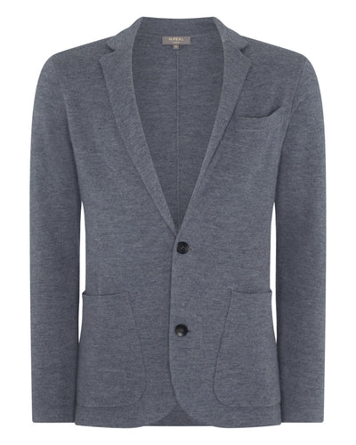 N.Peal Men's Fine Gauge Cashmere Milano Jacket Steel Grey
