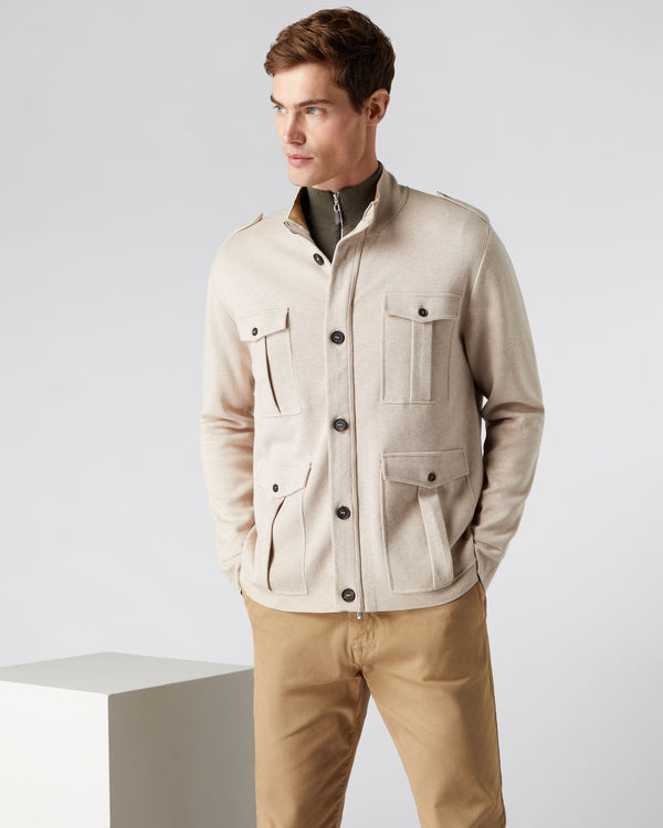 N.Peal Men's Safari Cotton Cashmere Jacket Sandstone Brown