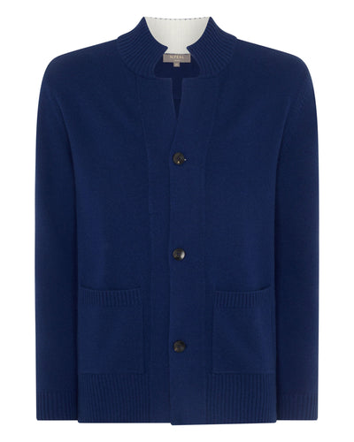 N.Peal Men's Button Through Cashmere Cardigan French Blue