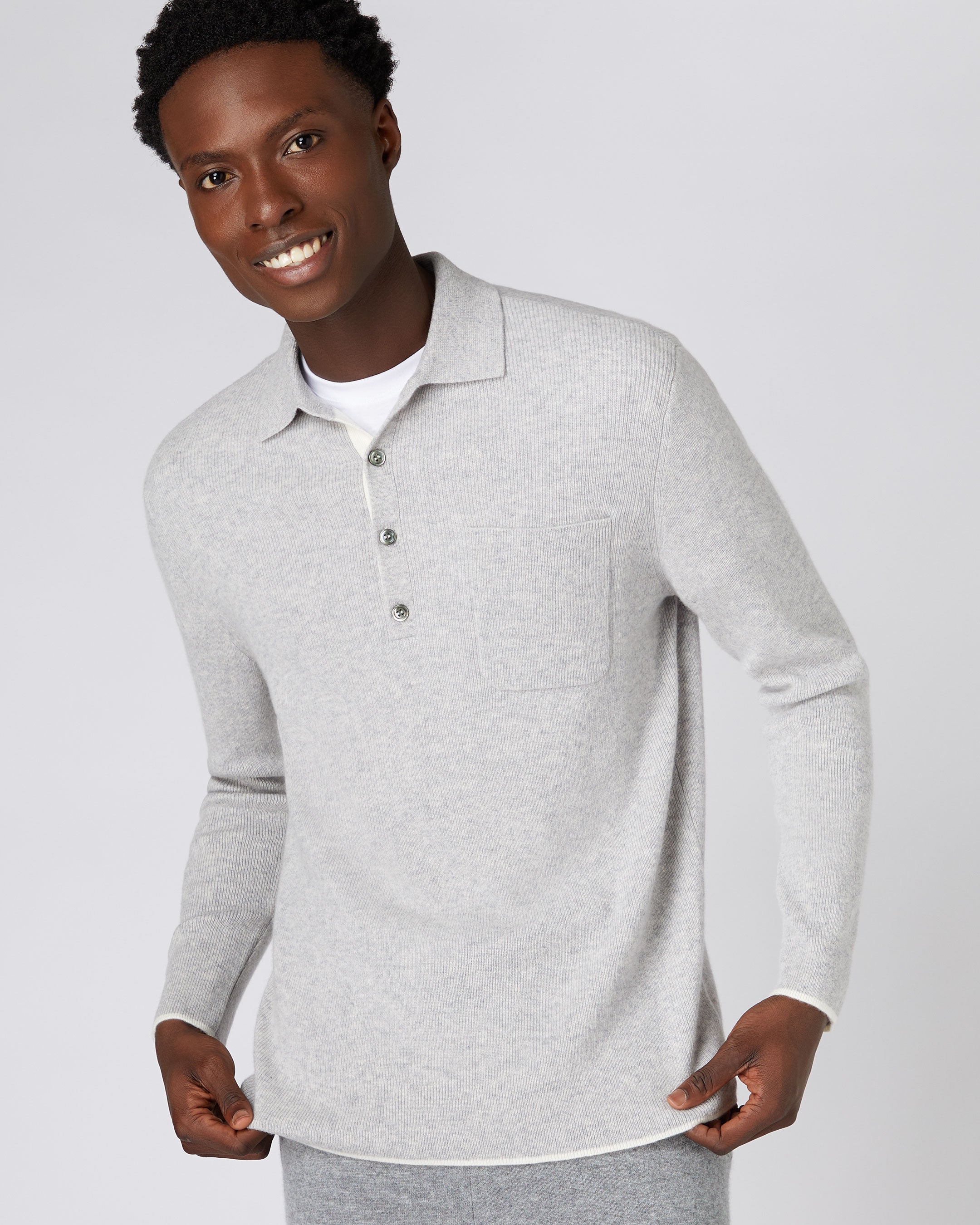 Men's cashmere polo clearance shirts