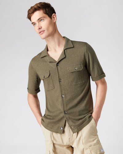 N.Peal Men's Safari Cotton Cashmere T Shirt Khaki Green