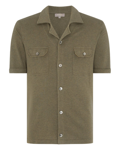 N.Peal Men's Safari Cotton Cashmere T Shirt Khaki Green