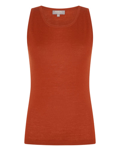 N.Peal Women's Superfine Cashmere Shell Top Tawny Orange