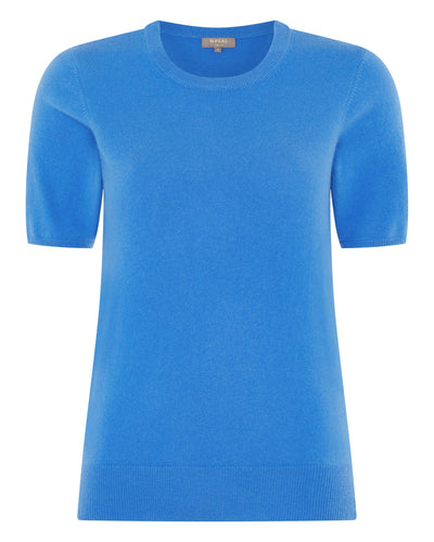 N.Peal Women's Round Neck Cashmere T Shirt Zanzibar Blue