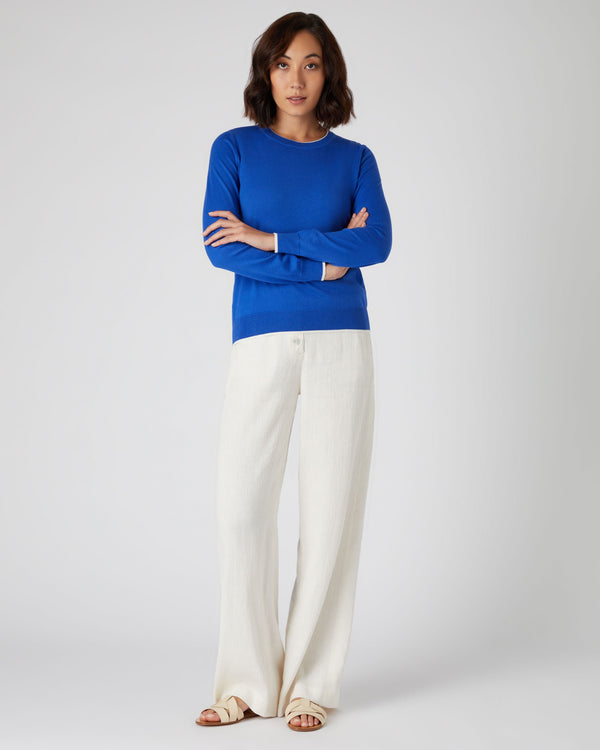 N.Peal Women's Cotton Cashmere Jumper Victoria Blue