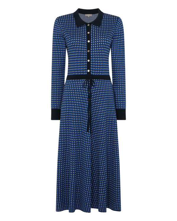 N.Peal Women's Geometric Knit Dress Blue