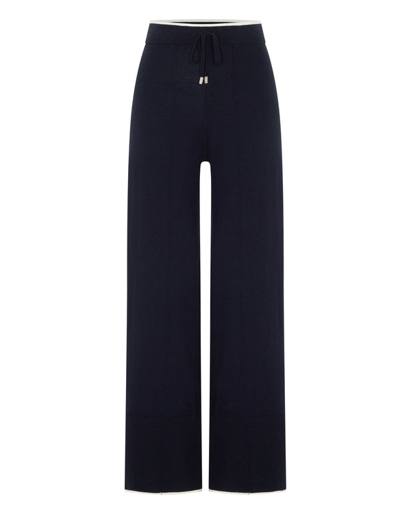 N.Peal Women's Cotton Cashmere Trousers Navy Blue