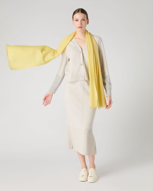 N.Peal Women's Pashmina Cashmere Stole Citrine Yellow
