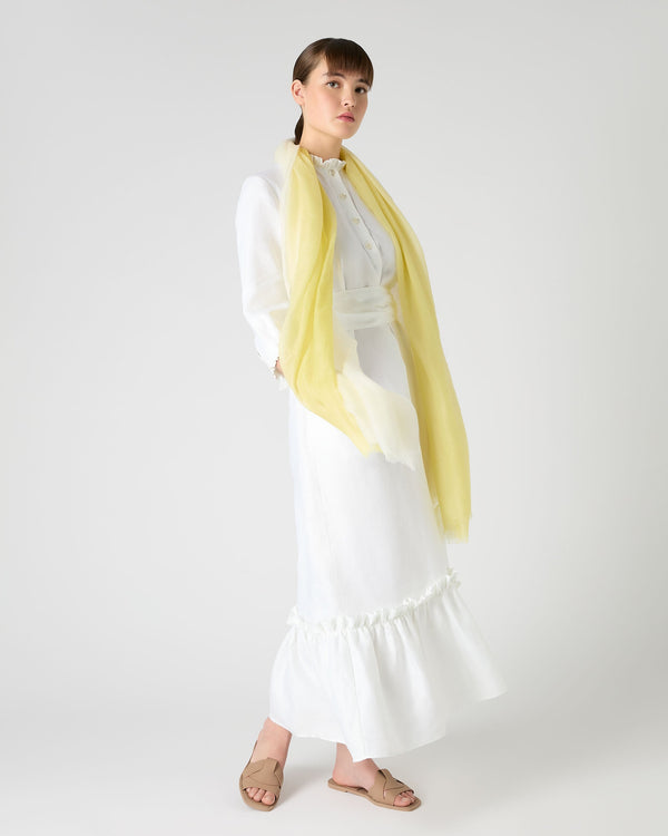 N.Peal Women's Dip Dye Cashmere Scarf Citrine Yellow