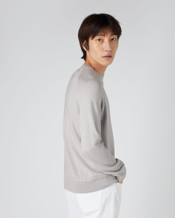 N.Peal Men's Cotton Cashmere Silk Sweatshirt Fumo Grey