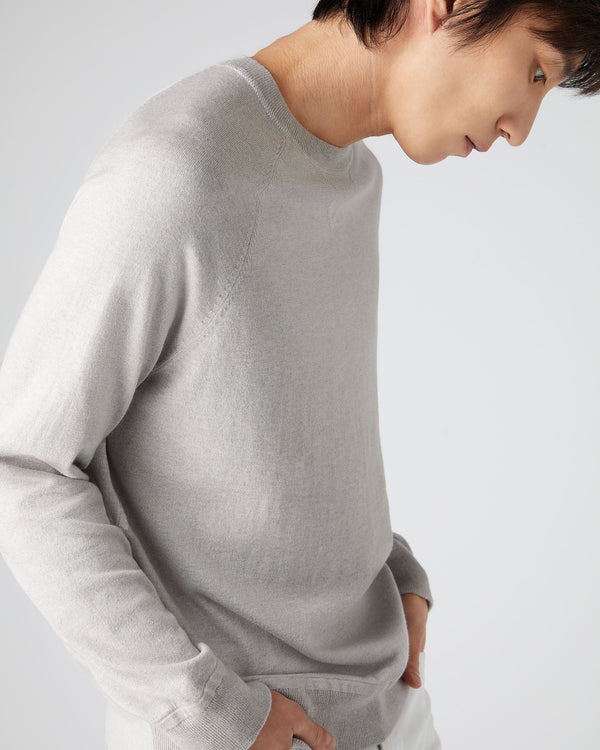 N.Peal Men's Cotton Cashmere Silk Sweatshirt Fumo Grey