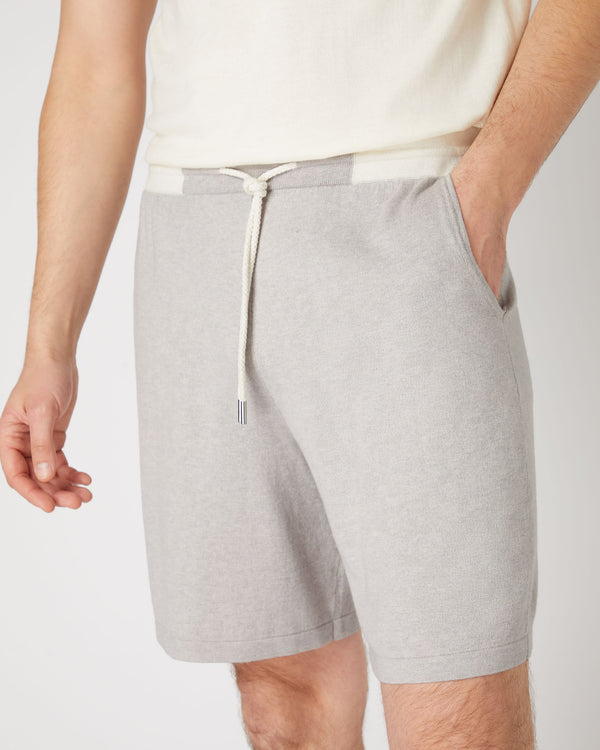 N.Peal Men's Cotton Cashmere Silk Short Fumo Grey