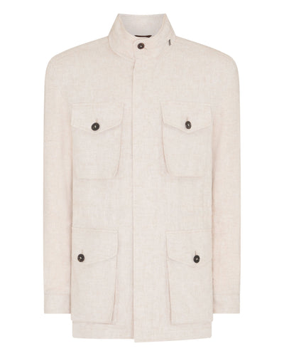 N.Peal Men's Hampton Linen Jacket Beige Brown