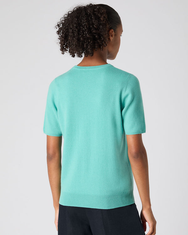 N.Peal Women's Milly Classic Cashmere T-Shirt Opal Green