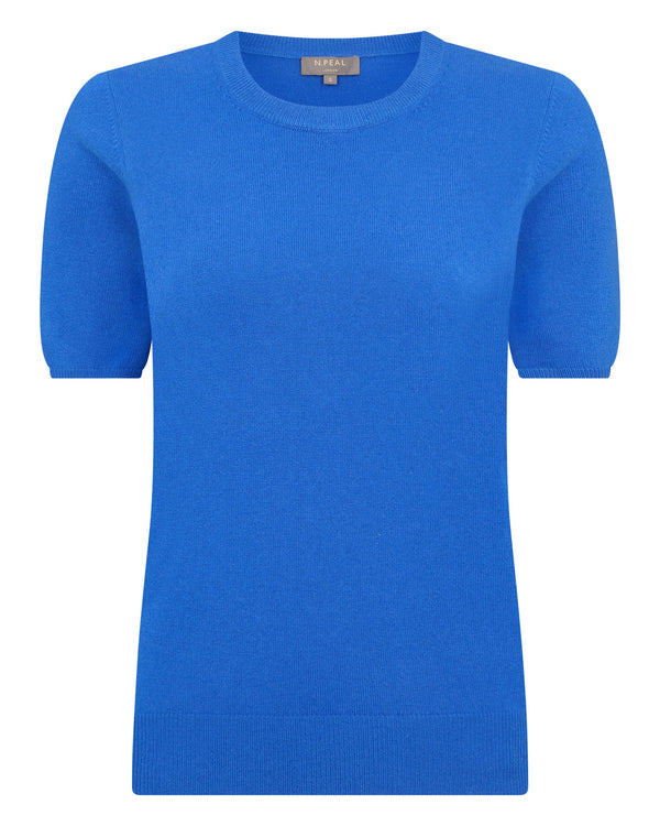 N.Peal Women's Milly Classic Cashmere T-Shirt Sonic Blue