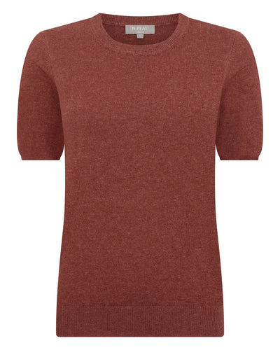 N.Peal Women's Milly Classic Cashmere T-Shirt Terracotta Brown