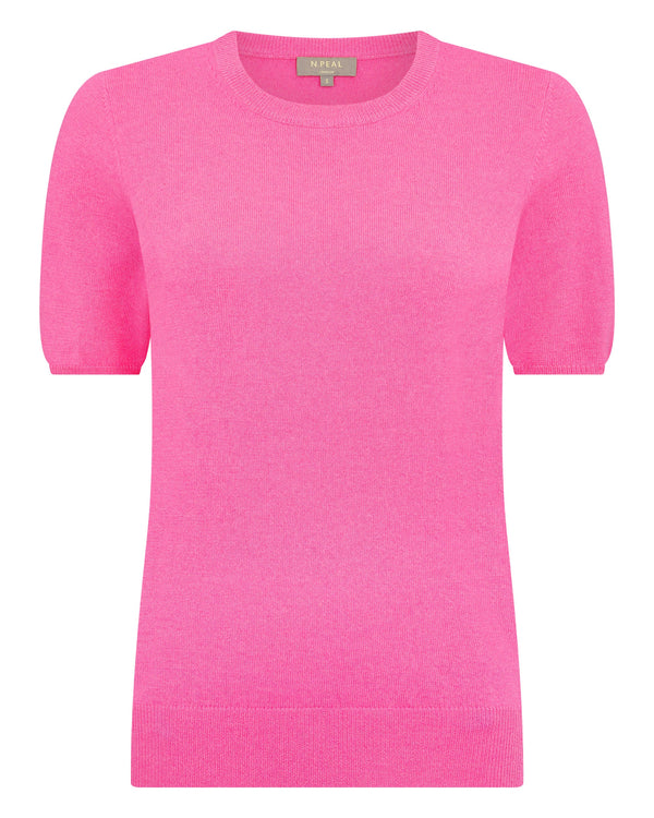 N.Peal Women's Milly Classic Cashmere T-Shirt Vibrant Pink