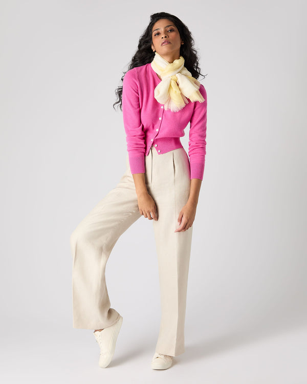 N.Peal Women's Ivy Cropped Cashmere Cardigan Vibrant Pink