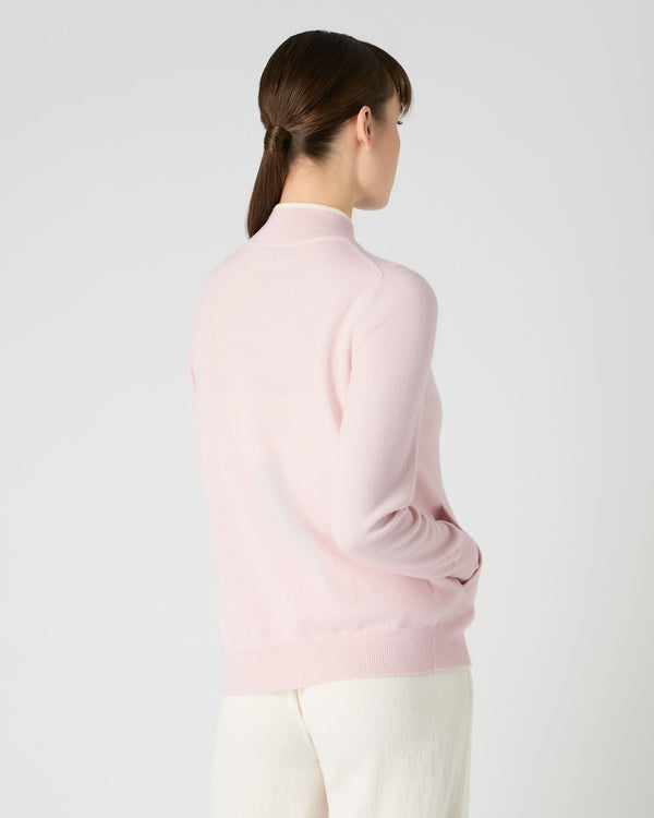 N.Peal Women's Alisa Full Zip Cashmere Cardigan Quartz Pink