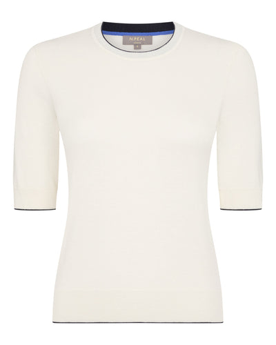 N.Peal Women's Cotton Cashmere T-Shirt New Ivory White