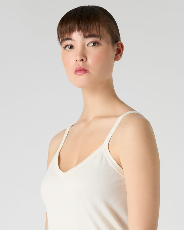 N.Peal Women's Cotton Cashmere Silk Camisole New Ivory White